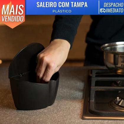 Imagem de Saleiro De Cozinha Bancada C/ Tampa Plástico UZ 500ml