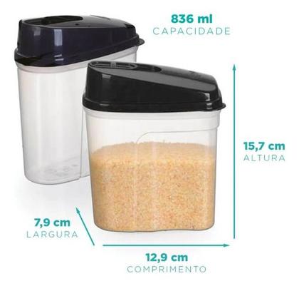 Imagem de Saleiro Grosso Com Tampa Multiuso Plástico 836ml Livre Bpa