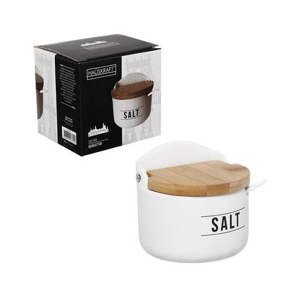 Imagem de Saleiro Porcelana E Bambu 290ml Manhattan Branco Hauskraft