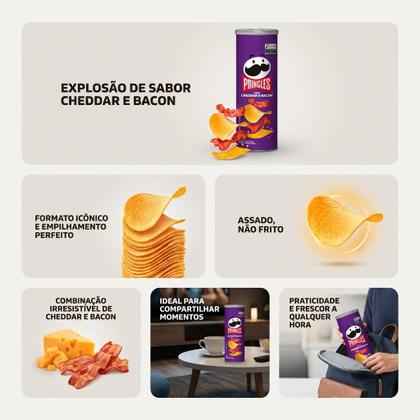 Imagem de Salgadinho Batata Pringles Cheddar e Bacon Tubo 109g Batata Frita