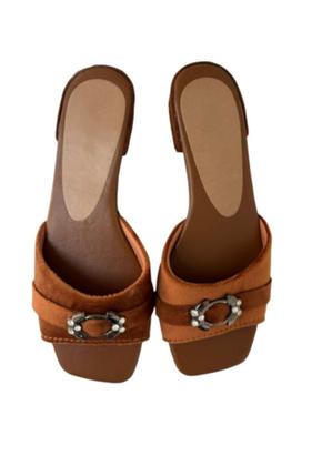 Imagem de Saltinho Tamanco Feminino Com Salto Em Bloco Camurça