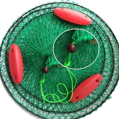 Imagem de Samburá Para Pesca 4 Partes Viveiro Com Bóia Cesto Flutuante Aro de Aço e Nylon