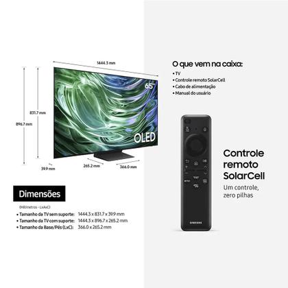 Imagem de Samsung AI TV 65" OLED 4K 65S90D, Processador com AI, Painel até 144hz, Design LaserSlim, Alexa built in