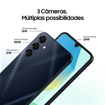 Imagem de Samsung Galaxy A16 Cinza, 5G, 256GB, 8GB RAM, Câmera até 50MP, Tela 6,7", NFC, IP54, Bateria 5000mAh