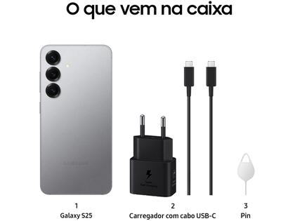 Imagem de Samsung Galaxy S25 5G 256GB Galaxy AI Prata 6,2" 12GB RAM Câm. Tripla 50+12+10MP Bateria 4000mAh Dual Chip