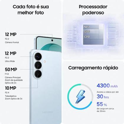 Imagem de Samsung Galaxy S26 5G, 256GB, 12GB RAM, Galaxy AI, Câmera Tripla de 50+12+10, Tela de 6.3" dourado