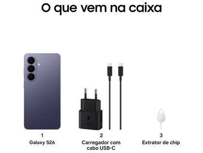 Imagem de Samsung Galaxy S26 5G, 256GB, 12GB RAM, Galaxy AI, Câmera Tripla de 50+12+10, Tela de 6.3" Violeta