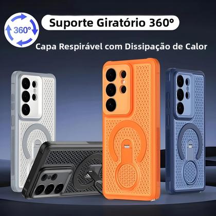 Imagem de Samsung Galaxy S26 S25 S24 S23 FE plus Ultra 360 graus Capa Magnética Rotativa Para Telefone Com