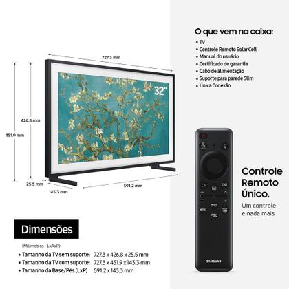 Imagem de Samsung Smart TV 32" QLED The Frame 2023 LS03C, Tela Matte, Design slim, Suporte de parede incluso