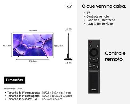 Imagem de Samsung Smart TV 75" Crystal UHD 4K U8100F + Soundbar HW-Q600F
