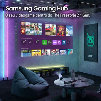 Samsung The Freestyle 2nd Gen projetor Smart Portátil de 30 a 100 polegadas, plataforma Tizen, som 360º Imagem de Samsung The Freestyle 2nd Gen projetor Smart Portátil de 30 a 100 polegadas, plataforma Tizen, som 360º