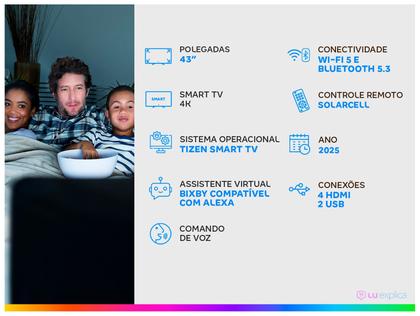 Imagem de Samsung Vision AI TV 43" The Frame 4K LS03F 2025, Tela Matte antirreflexo, Molduras customizáveis, Modo Arte, 7 Anos de Atualização