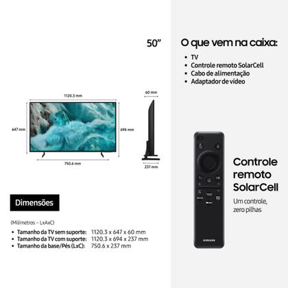 Imagem de Samsung Vision AI TV 50" QLED 4K Q7F 2025, Pontos Quânticos, Processador com AI, Art Store, Alexa