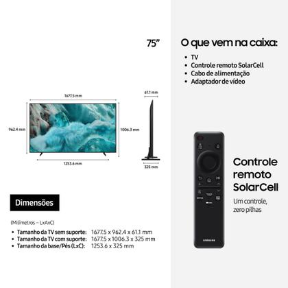 Imagem de Samsung Vision AI TV 75" QLED 4K Q7F 2025, Pontos Quânticos, Processador com AI, Art Store, Alexa