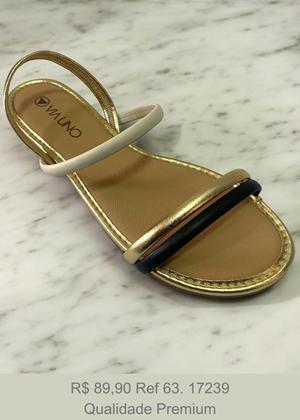 Imagem de Sand Feminina Flat PRETO DOURADO  OFF WHITE Premium e Super Estilosa 17239