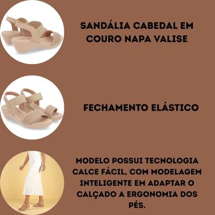 Imagem de Sandália Anabela Couro Tira Elástico Usaflex - Nude