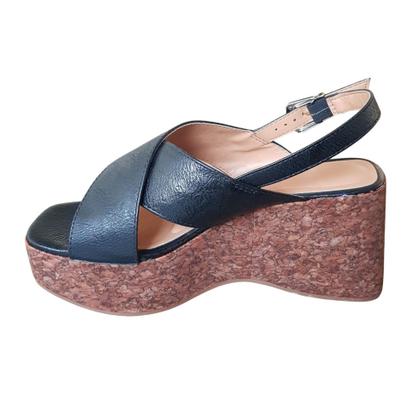 Imagem de Sandalia Anabela Tira X Abotoar Vizzano Cortiça Salto 8,5 Cm 6559.101