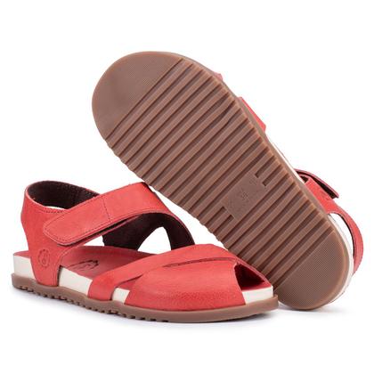 Imagem de Sandália  Astrid com tiras autocolantes Traseiro e Frente Trançada  Couro Tomate
