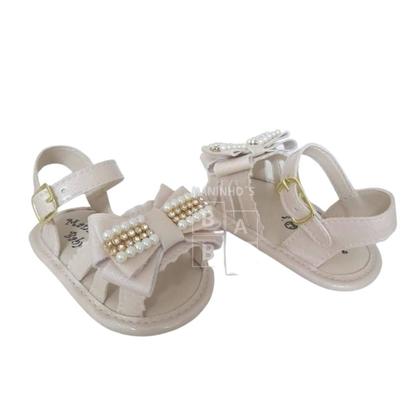 Imagem de Sandalia Bebe Infantil Menina Luxo Laço Strass Manozinhos Baby Ref.LP01