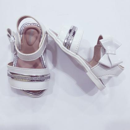 Imagem de Sandália branca e prata  com laço