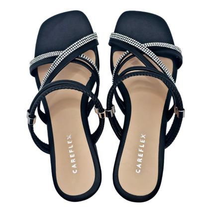 Imagem de Sandália Careflex com Salto Tiras Reversíveis e Brilho