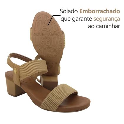 Imagem de Sandália Casual Feminina Usaflex Com Salto Bloco Médio Confortável Dia a Dia Fashion Trabalho Macio
