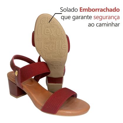 Imagem de Sandália Casual Feminina Usaflex Com Salto Bloco Médio Confortável Dia a Dia Fashion Trabalho Macio