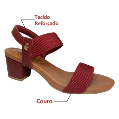 Imagem de Sandália Casual Feminina Usaflex Com Salto Bloco Médio Confortável Dia a Dia Fashion Trabalho Macio