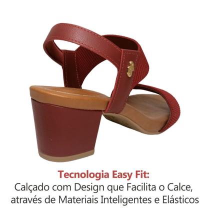 Imagem de Sandália Casual Feminina Usaflex Com Salto Bloco Médio Confortável Dia a Dia Fashion Trabalho Macio