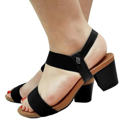 Imagem de Sandália Casual Feminina Usaflex Com Salto Bloco Médio Confortável Dia a Dia Fashion Trabalho Macio