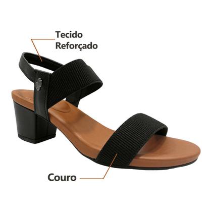 Imagem de Sandália Casual Feminina Usaflex Com Salto Bloco Médio Confortável Dia a Dia Fashion Trabalho Macio