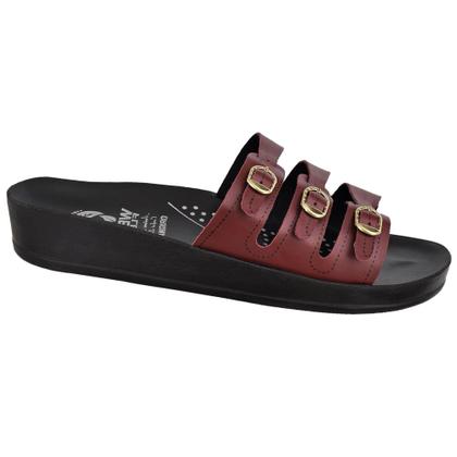 Imagem de Sandália Casual Feminino Ortopédica Conforto 3 Fivelas Anatômica