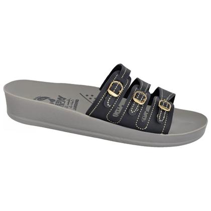 Imagem de Sandália Casual Feminino Ortopédica Conforto 3 Fivelas Anatômica