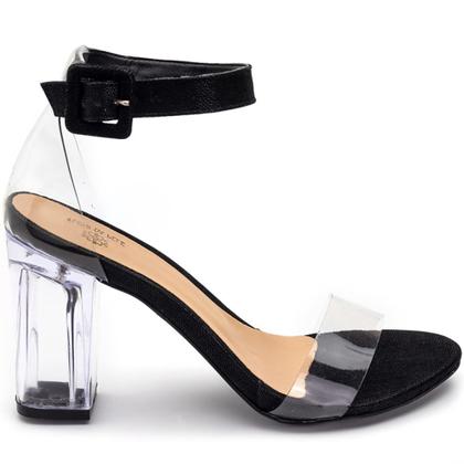 Imagem de Sandalia Casual Krn Shoes com Tira Transparente Salto Alto Grosso