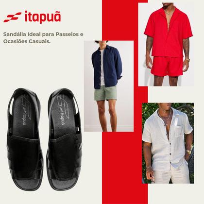 Imagem de Sandália Casual Masculina Itapuã Confortável Resistente Leve Couro Prática Macia Versátil Rústica