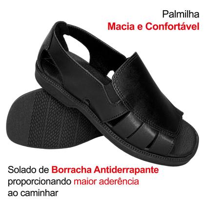 Imagem de Sandália Casual Masculina Itapuã Confortável Resistente Leve Couro Prática Macia Versátil Rústica