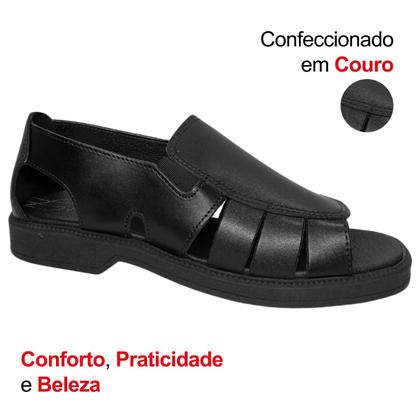 Imagem de Sandália Casual Masculina Itapuã Confortável Resistente Leve Couro Prática Macia Versátil Rústica