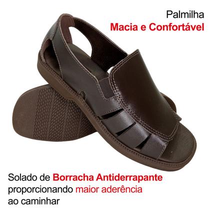 Imagem de Sandália Casual Masculina Itapuã Confortável Resistente Leve Couro Prática Macia Versátil Rústica