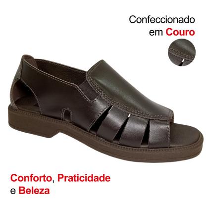 Imagem de Sandália Casual Masculina Itapuã Confortável Resistente Leve Couro Prática Macia Versátil Rústica