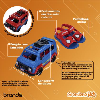 Imagem de Sandália Casual Spider-Man + Brinde Furgão Menino Grendene Kids Azul / Vermelho 28