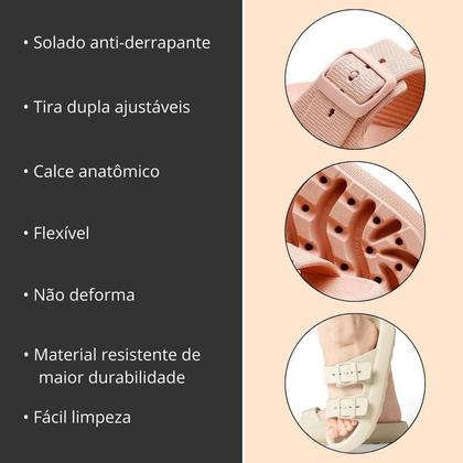 Imagem de Sandália Chinelo Nuvem Plataforma Tira Dupla Com Fivela Flat