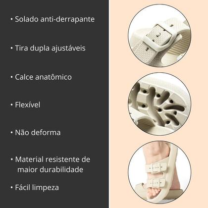 Imagem de Sandália Chinelo Nuvem Plataforma Tira Dupla Com Fivela Flat
