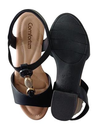 Imagem de Sandália Comfortflex Feminino Salto Bloco 2557403 Preto