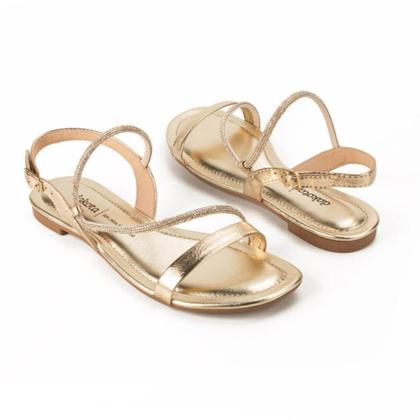 Imagem de Sandália Dakota Rasteira Metalizada com Strass Y7923