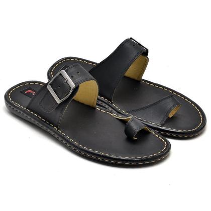 Imagem de Sandália de Dedo Masculina Couro Fivela Dia a Dia Conforto