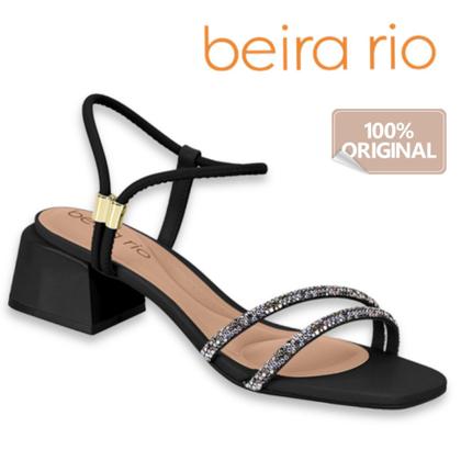 Imagem de Sandalia De Salto Beira Rio Original Feminino Salto Bloco Casual Strass Calce Facil Fashion Conforto Lancamento