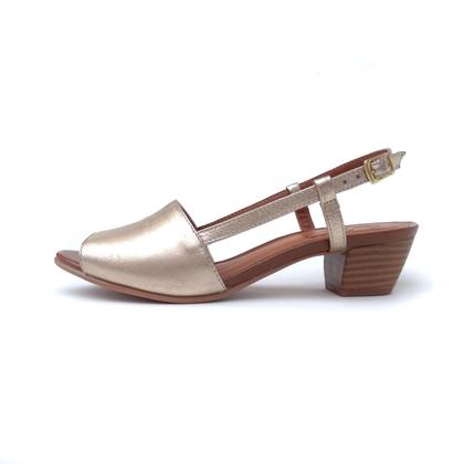 Imagem de Sandália de Salto em Couro Mimi Dourada - Amo Calçados