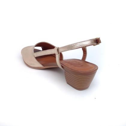 Imagem de Sandália de Salto em Couro Mimi Dourada - Amo Calçados