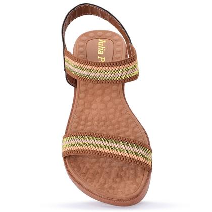 Imagem de Sandalia elastico feminina com traseira sandalha elástico bico redonda sola reta macia casual