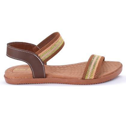 Imagem de Sandalia elastico feminina com traseira sandalha elástico bico redonda sola reta macia casual